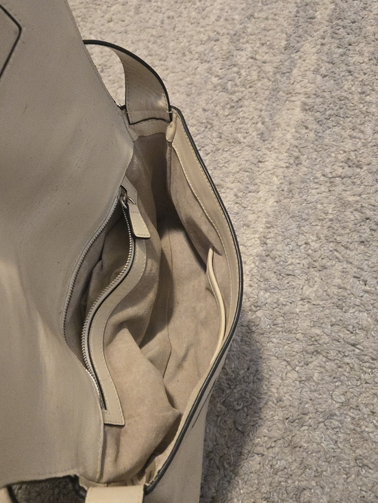 STAUD Cream Leather Valerie Baguette Shoulder Bag - Minimalist Chic - Picture 13 of 16